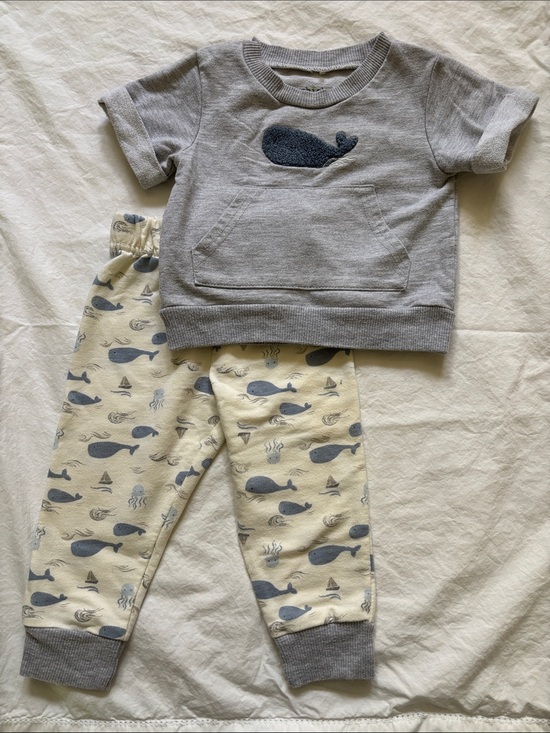 chick pea Other - Chick Pea - Whale Sweatshirt & Whale Print Joggers Set - Gray and Cream